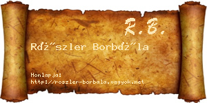 Röszler Borbála névjegykártya